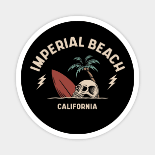 Vintage Surfing Imperial Beach California // Retro Surf Skull Magnet